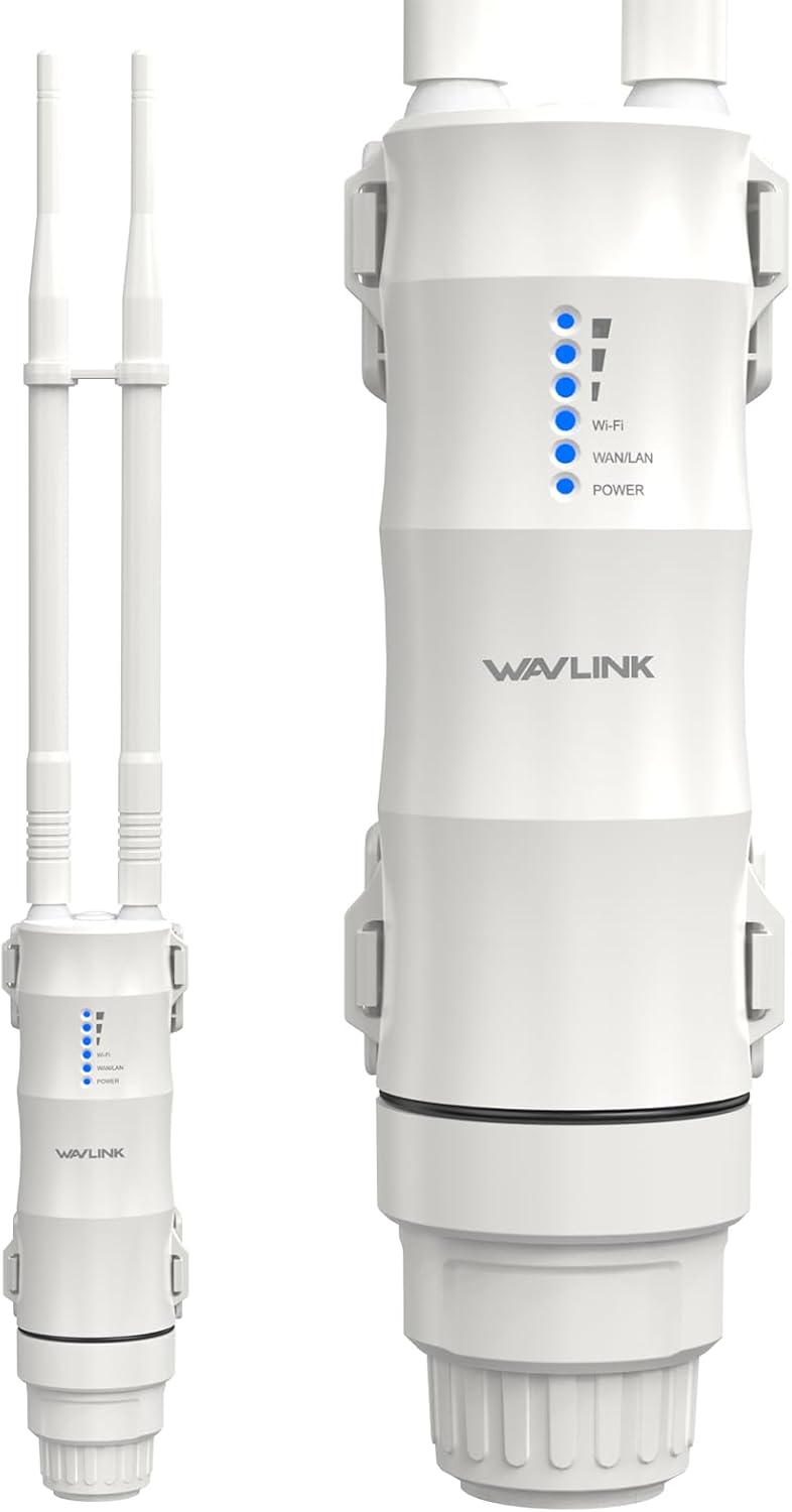 WAVLINK Outdoor Access Point, AC600 Long-Range WiFi Router/Extender, IP67 Weatherproof, Dual Band 5G+2.4G, Passive&Active PoE, 2 * 7dBi Omni Antennas, Supports Fit/Fat AP, for Farm/Yard - Image 1